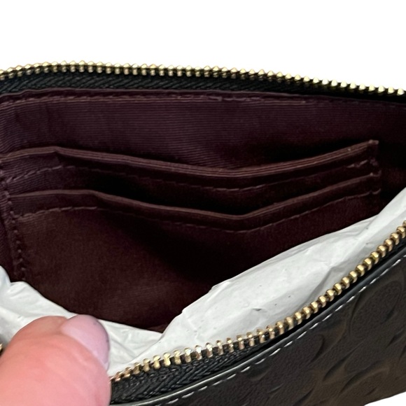 NIB Coach Signature Black Corner Zip Wristlet with Gold Hardware Box Included - Picture 4 of 7